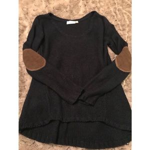 Navy knit sweater with elbow patches